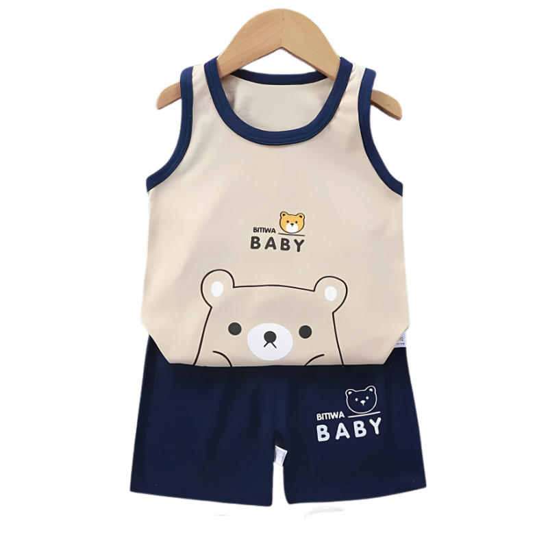 Baby outfit with bear design on a white background