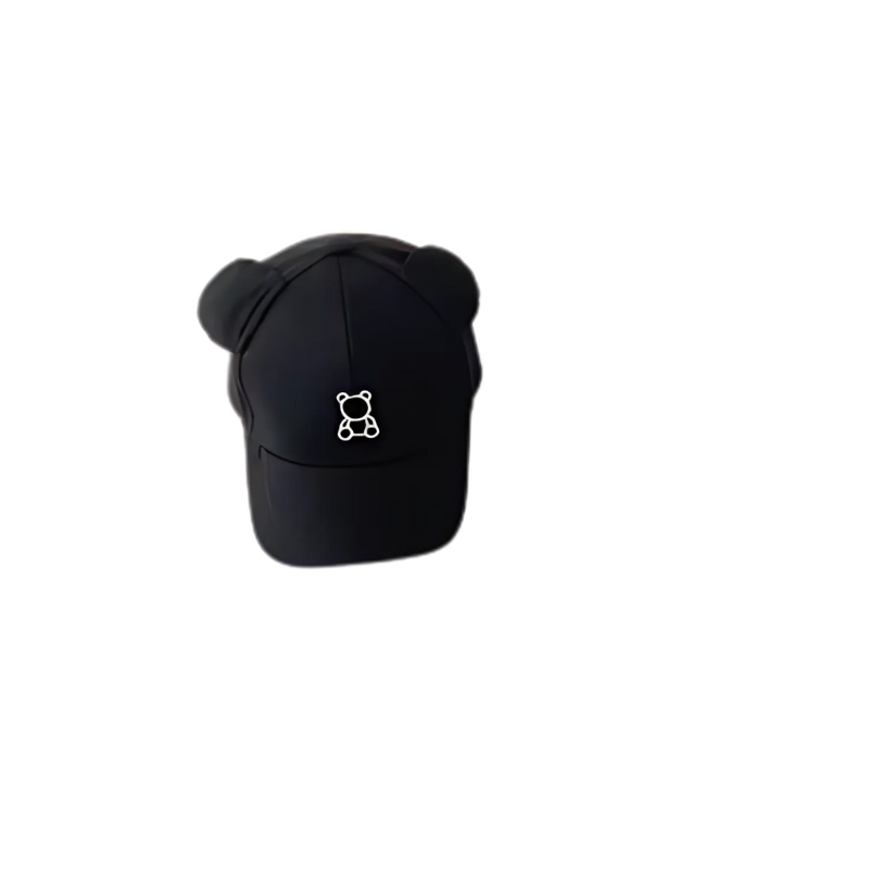 black colored teddy bear hat for kids on a white background