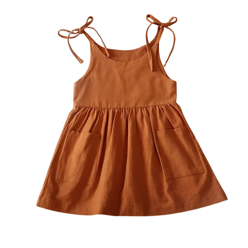 Brown summer dress with straps on a white background
