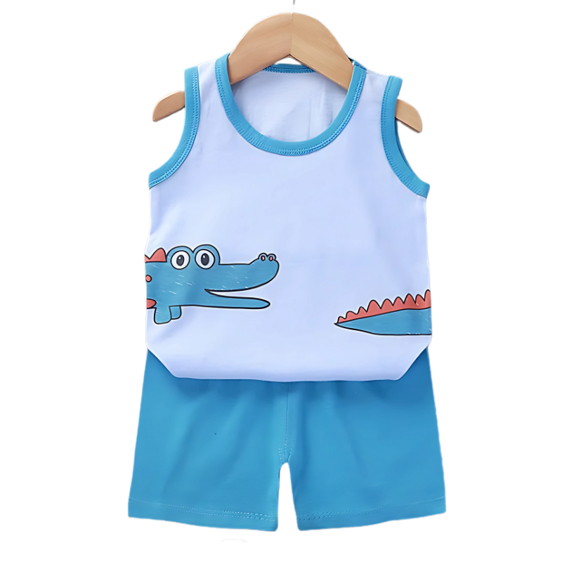 Children's outifit with crocodile design on a white background