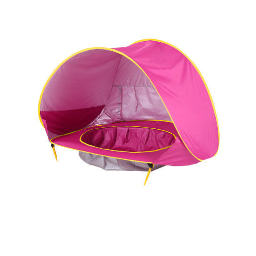 BeachNest Pink and yellow tent on a white background