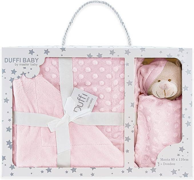 Ultra-Soft Double-Sided Baby Blanket and Teddy Set for Gentle Comfort