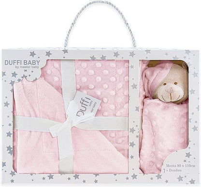 Ultra-Soft Double-Sided Baby Blanket and Teddy Set for Gentle Comfort