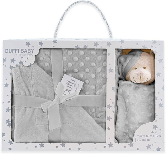 Ultra-Soft Double-Sided Baby Blanket and Teddy Set for Gentle Comfort
