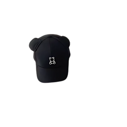 black colored teddy bear hat for kids on a  white background