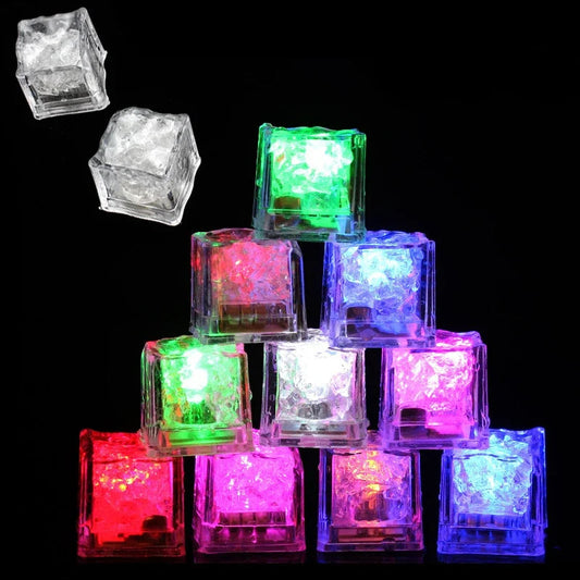 Colorful LED ice cubes on a black background