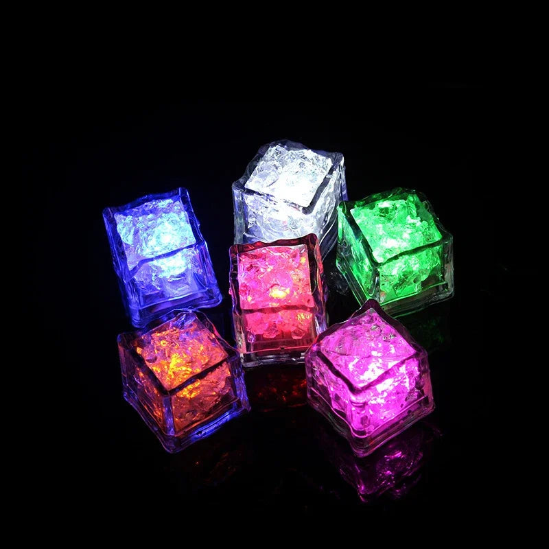 Colorful LED ice cubes on a black background