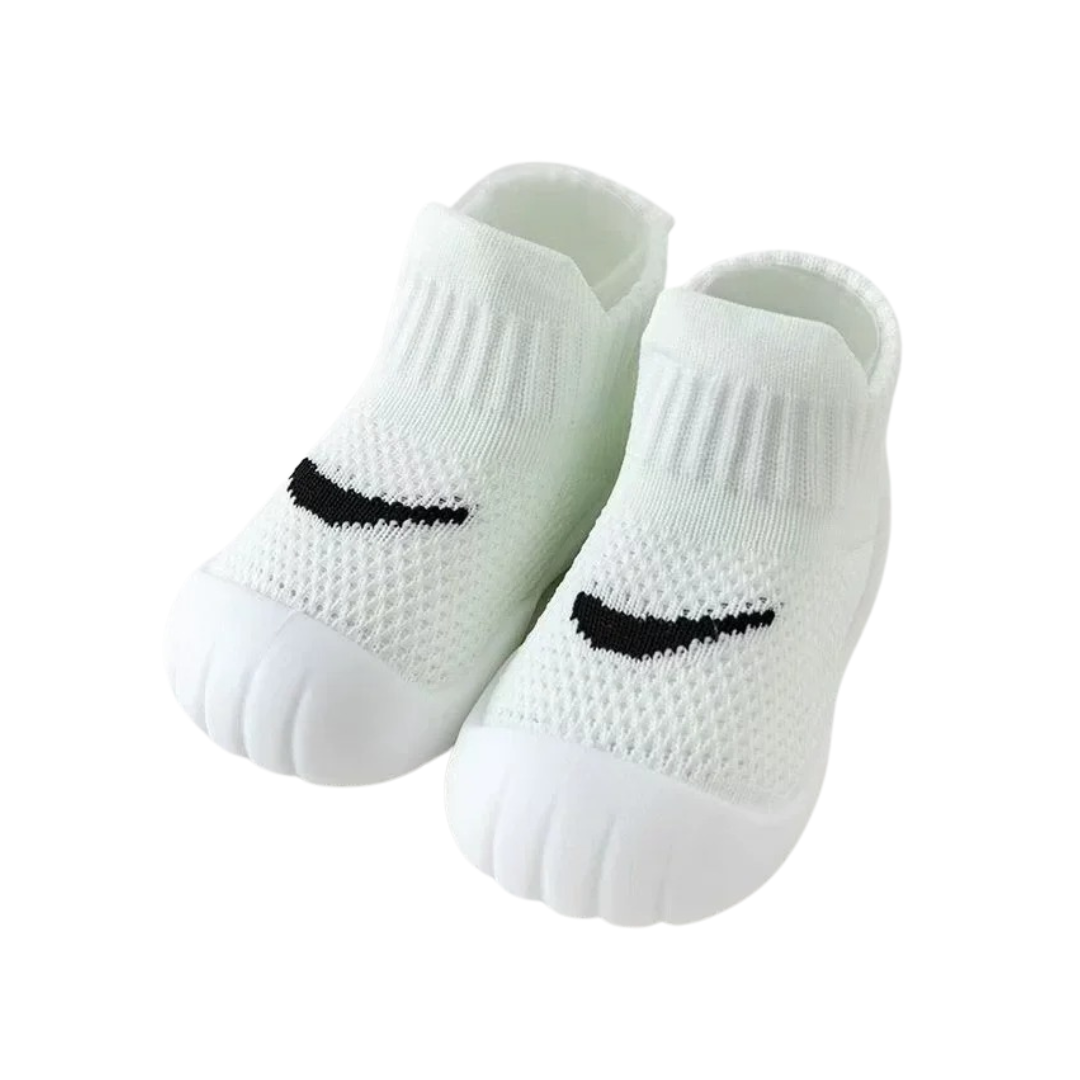 mint colored shoe sock on a white background