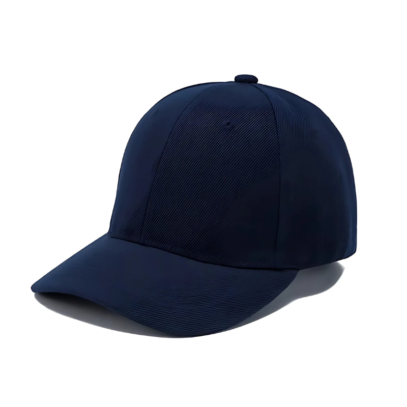Navy blue baseball cap on a white background