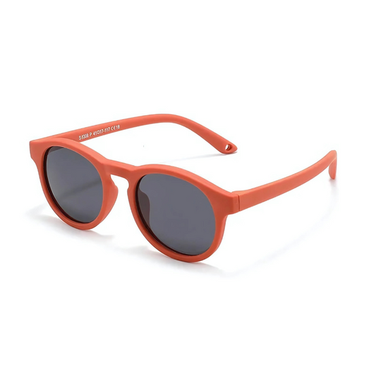 orange colored kids sun glasses on a white background