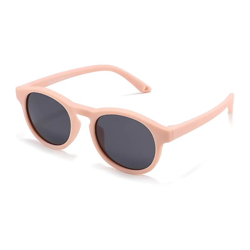 pink colored kids sun glasses on a white background