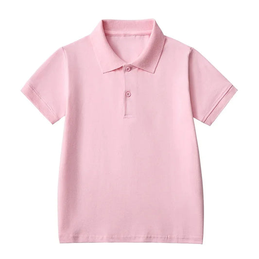 Pink polo shirt on a white background