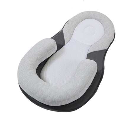 Gray baby Lounger with measurements on a white background