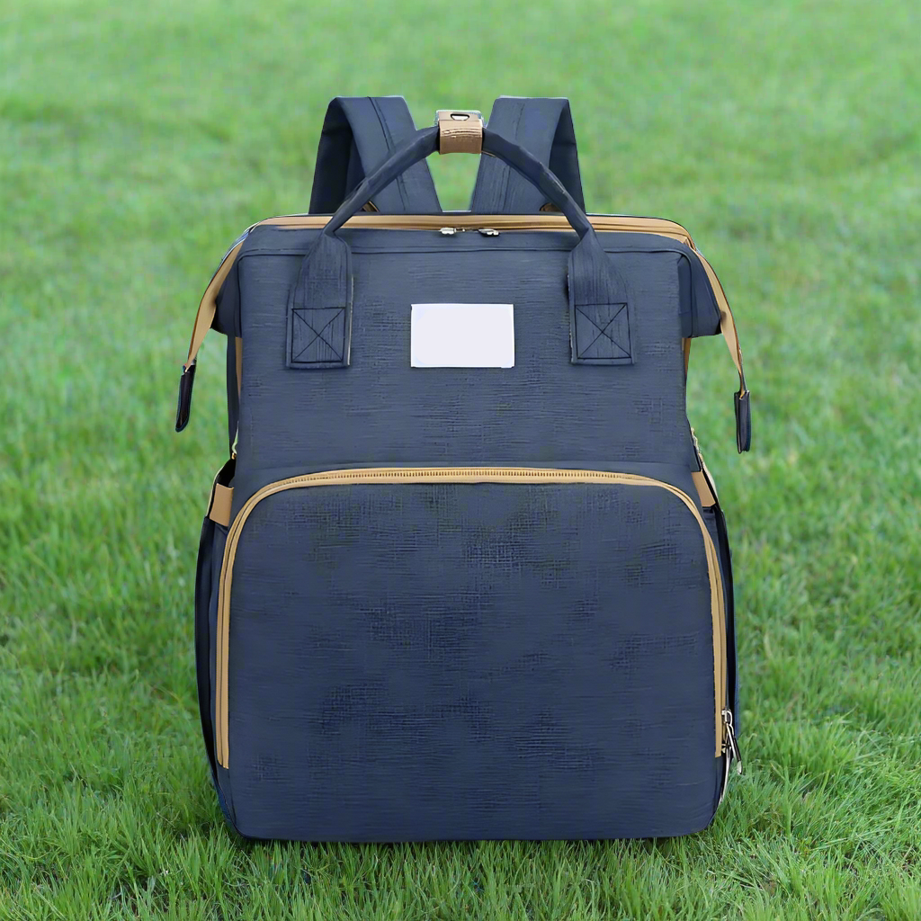 Trekaroo in classic deep blue, shown partially unzipped to reveal spacious interior.